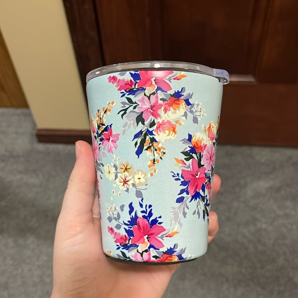 Mary square 12 oz stainless steel floral to go cup
